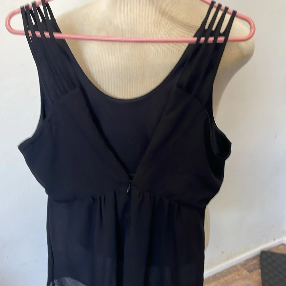 Zenana Styles black sleeveless blouse size medium partially sheer